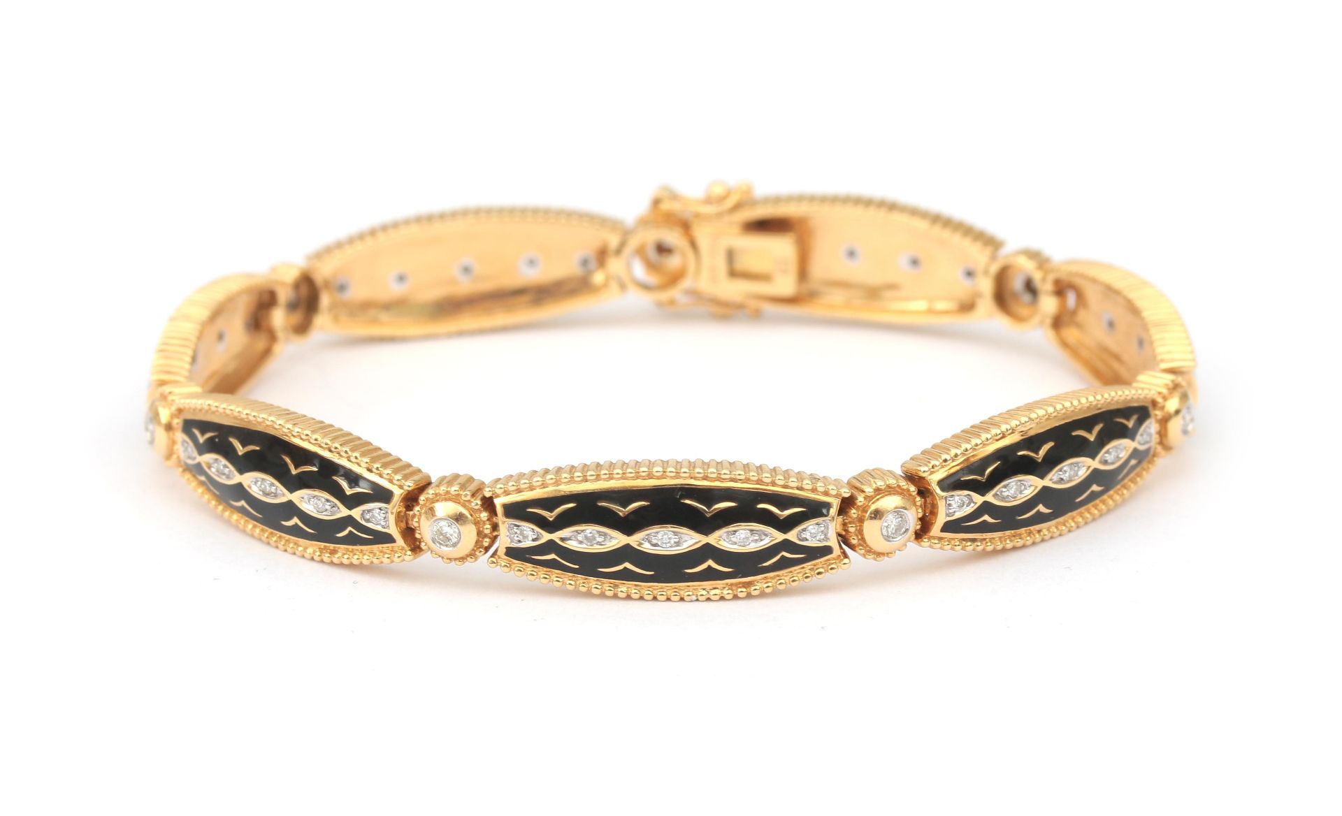 An 18 karat gold enamel and diamond bracelet 