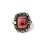 A gold and silver tourmaline and diamond cluster ring