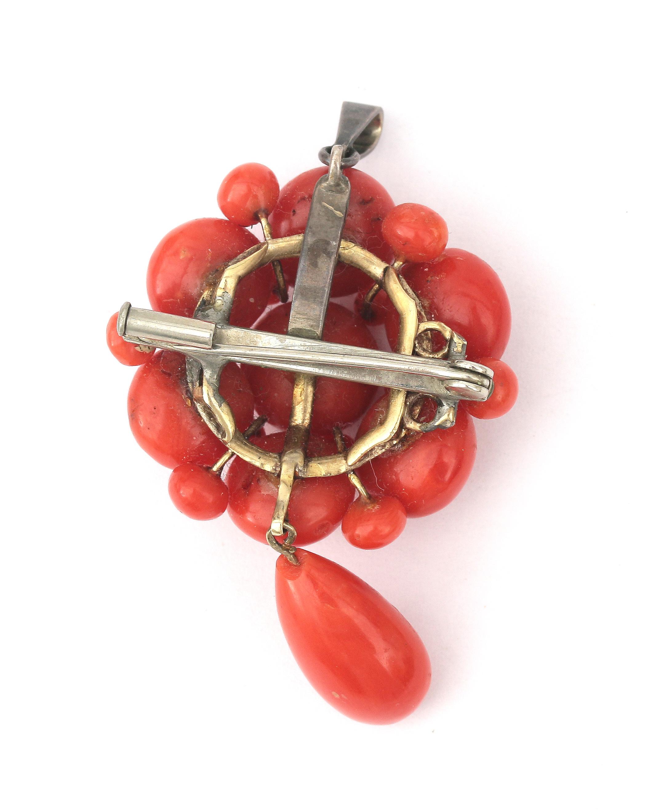 A precious coral cluster brooch - Image 3 of 3