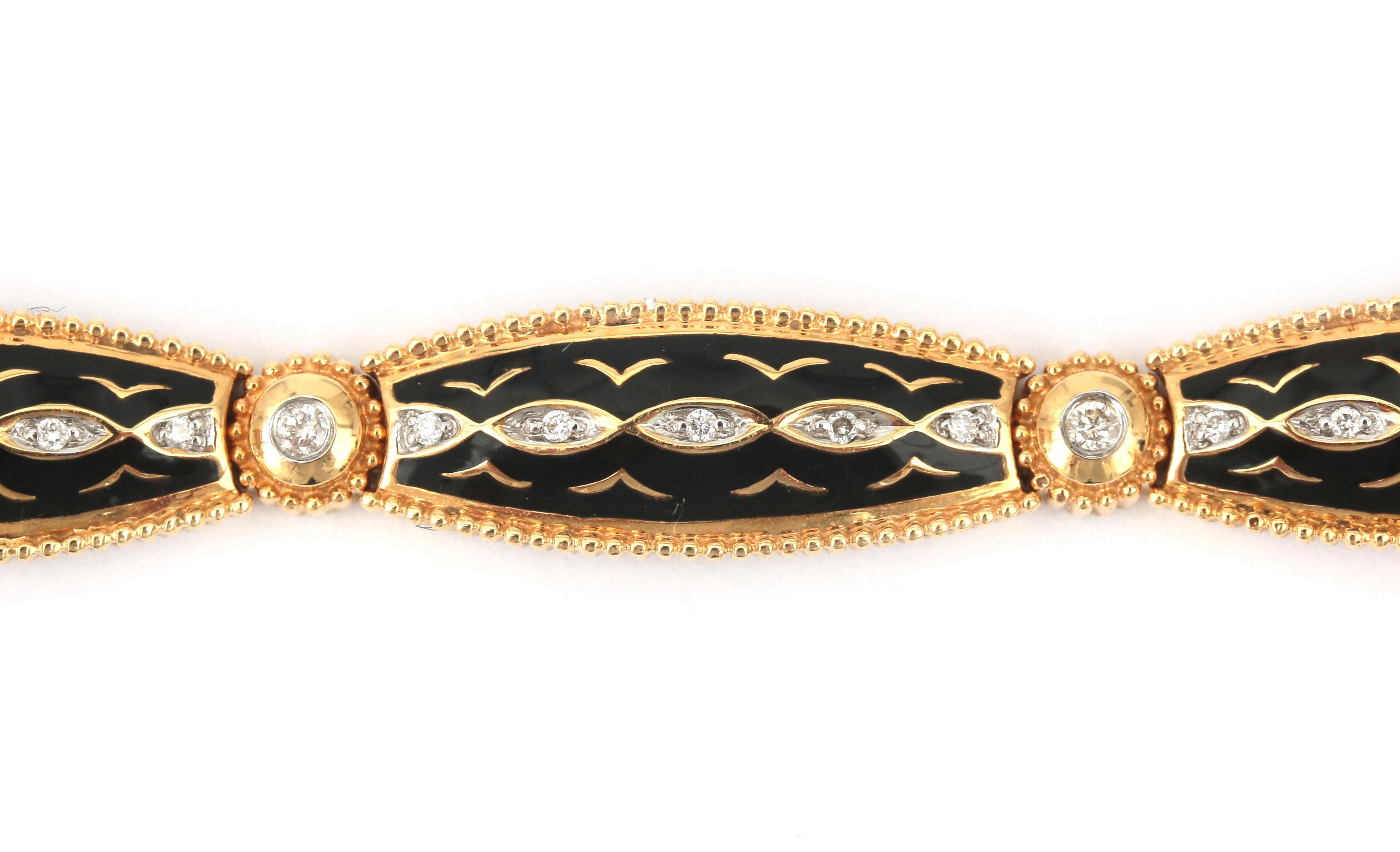 An 18 karat gold enamel and diamond bracelet - Image 3 of 3