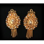 A pair of 18 karat gold seed pearl earrings