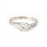 A 14 carat white gold diamond solitaire ring, ca. 0.80 ct.