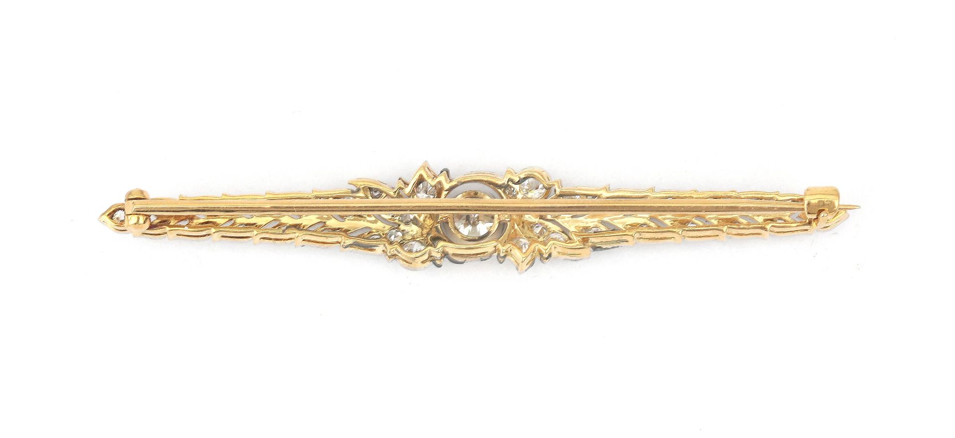 An 18 karat and platinum Belle Epoque diamond bar brooch - Bild 3 aus 4