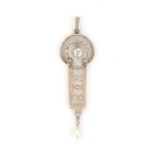 A gold diamond and pearl Belle Epoque pendant