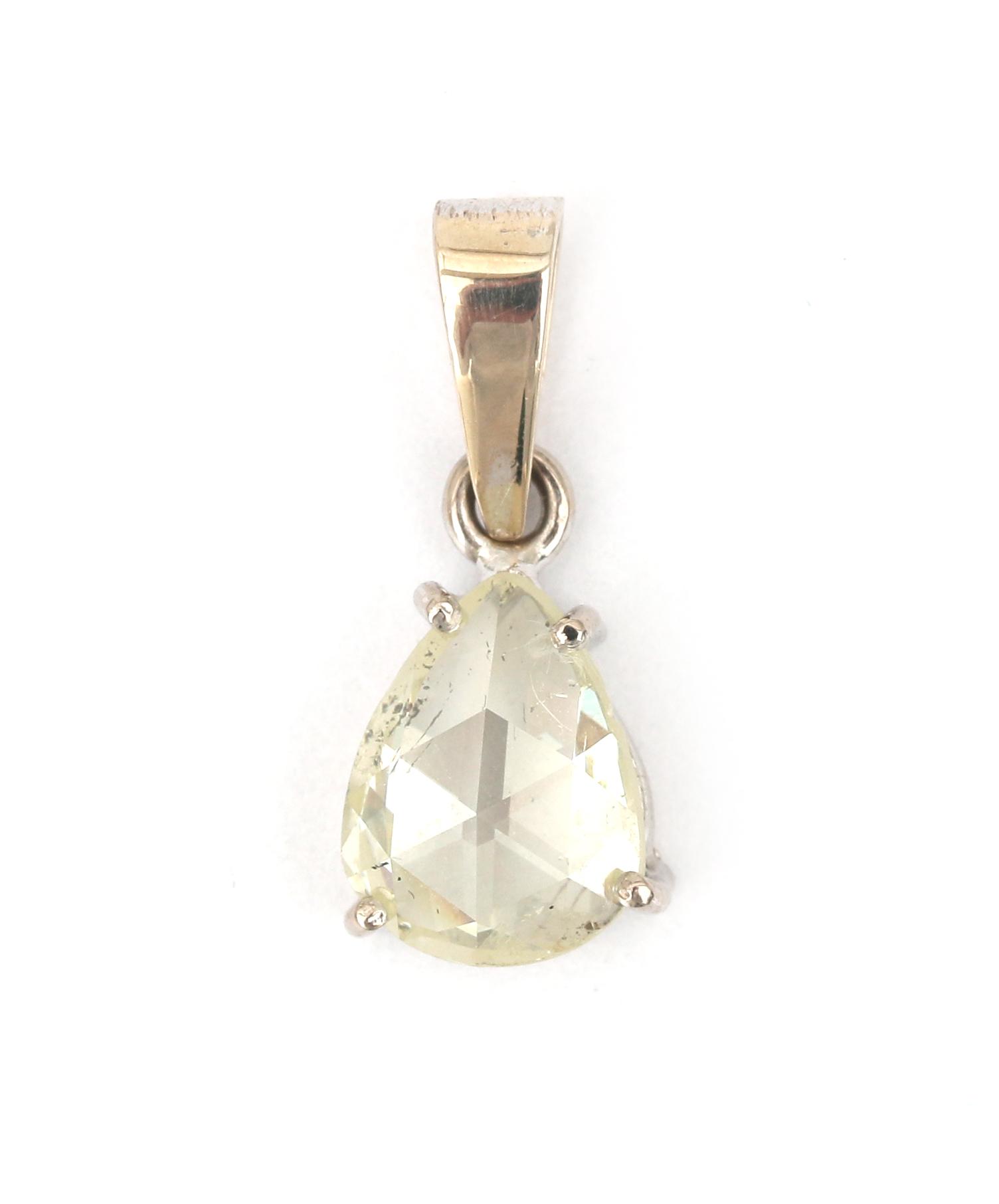 A 14 karat white gold rose cut diamond pendant