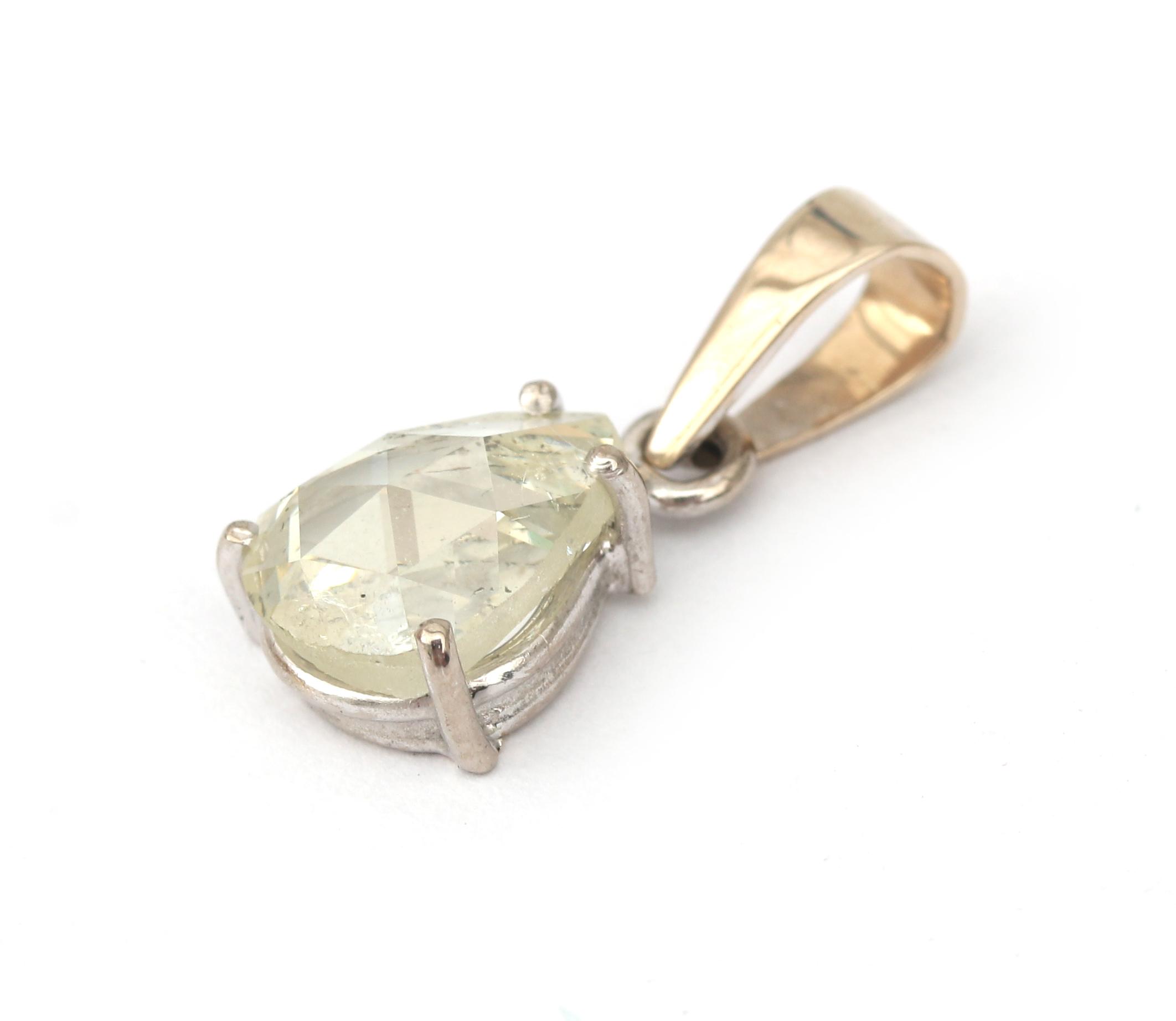 A 14 karat white gold rose cut diamond pendant - Image 2 of 3