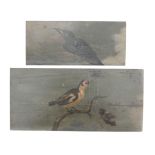 Two paintings of birds on panel, 19th century.