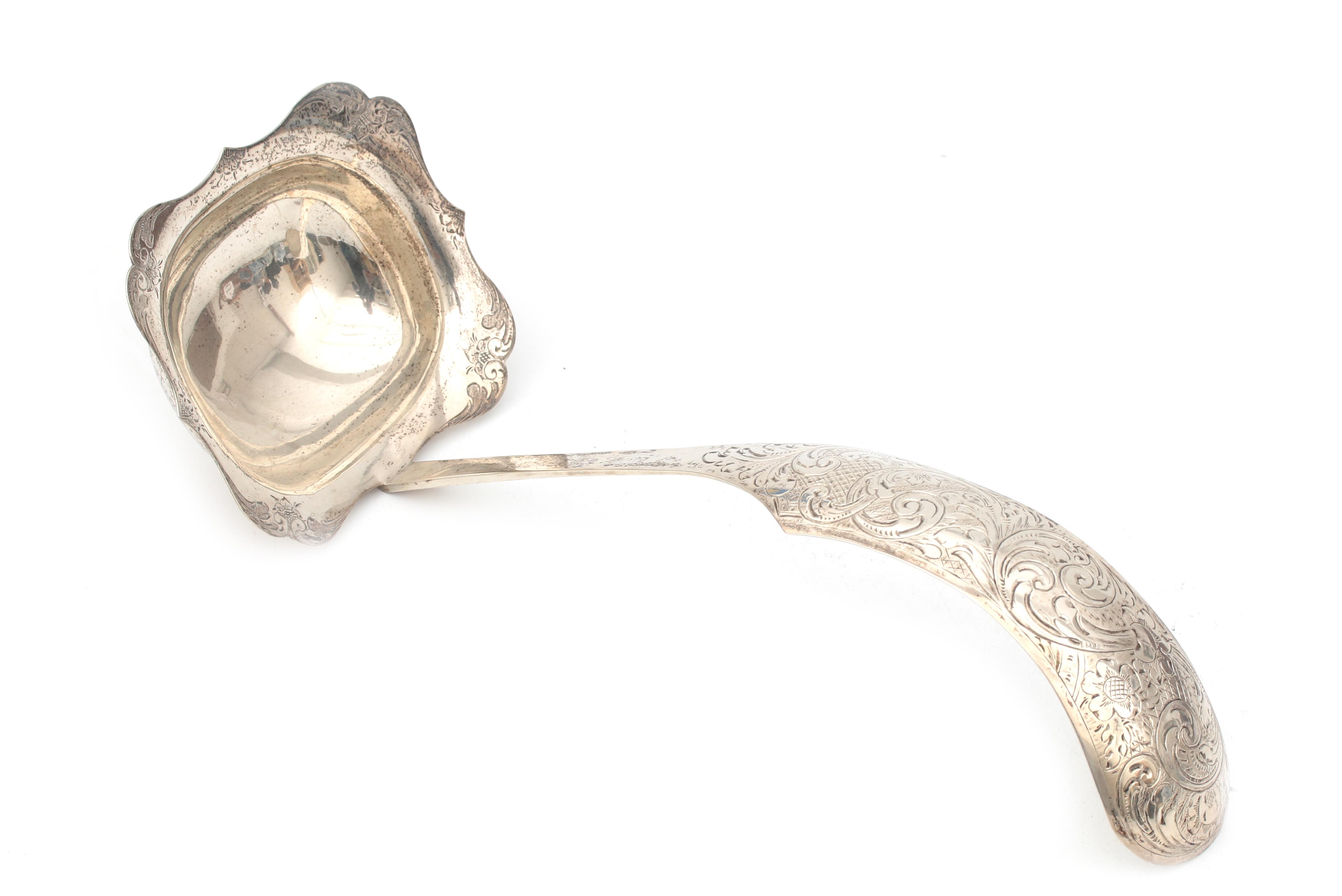 A Dutch silver soup ladle, 1861.