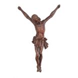 A carved wooden crucifix, 17th/18th century.