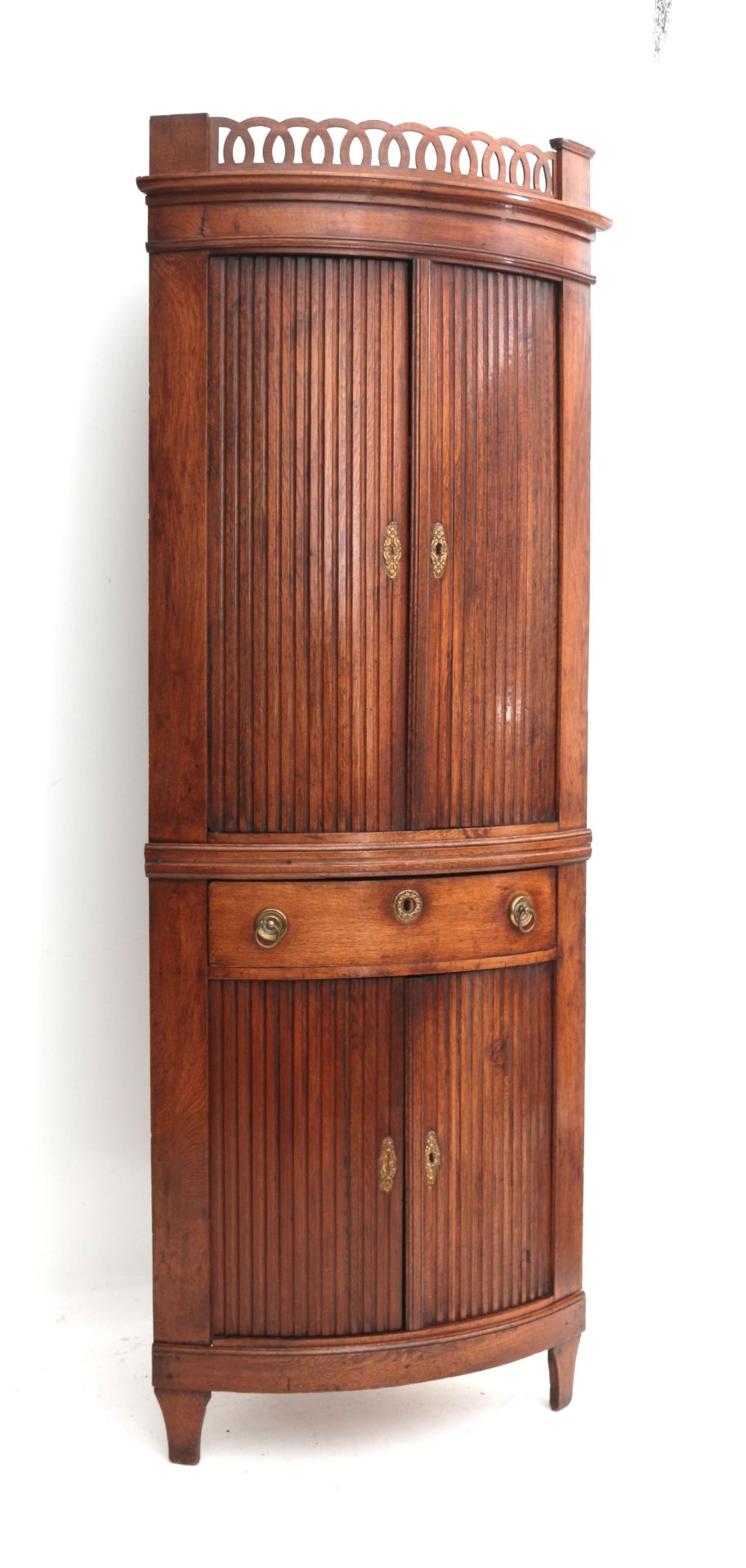 Dutch oak corner cabinet, last quarter 18th century.