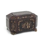 A Chinese lacquer tea caddy, 19th century.
