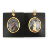 Jacob Hagbolt (1775-1849), two miniature wax portraits of the officer J. Schultze and his wife.