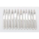 Twelve Dutch silver fruit knives, 1896.