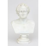 A biscuit porcelain bust depicting Goethe.