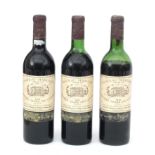 Three bottles of Château Margaux Grand Cru Classé, 1970.
