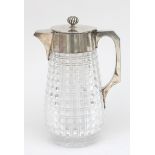 A cut crystal silver mounted jug, 1885.