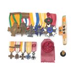 Medal bar with five medals, etc.