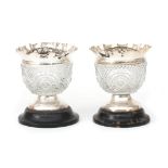 Two silver mounted crystal vases.