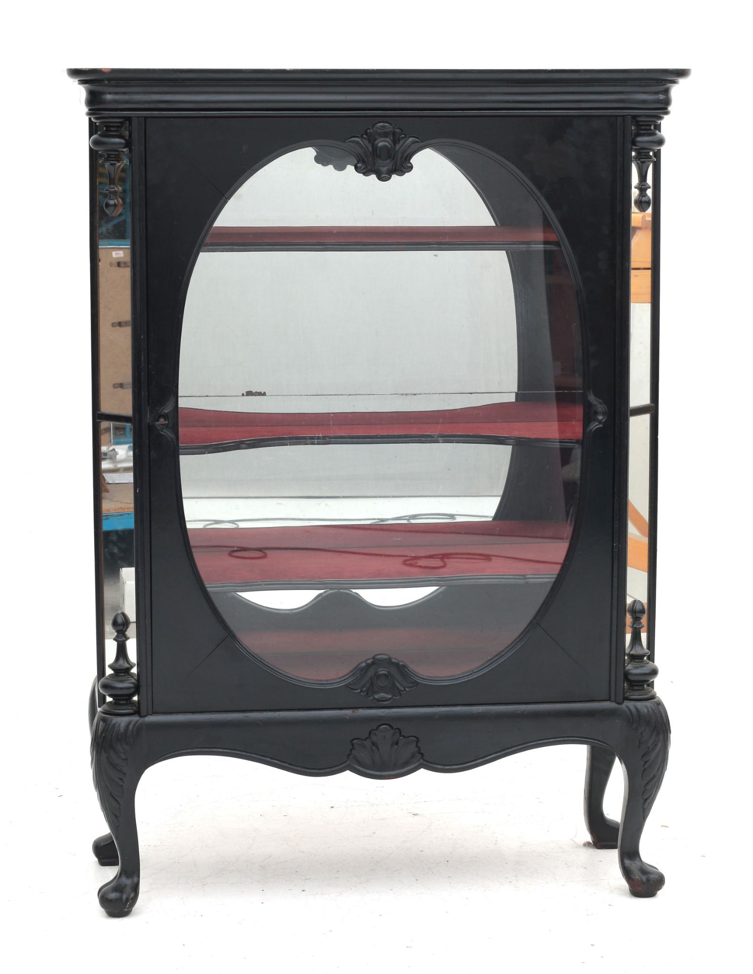 A black lacquered Horrix display cabinet. 