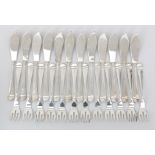 A 24 piece 835 silver fish cutlery set.