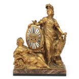 A bronze gilt mantle clock of Minerva, Japy Frères et Cie, Paris, circa 1860.