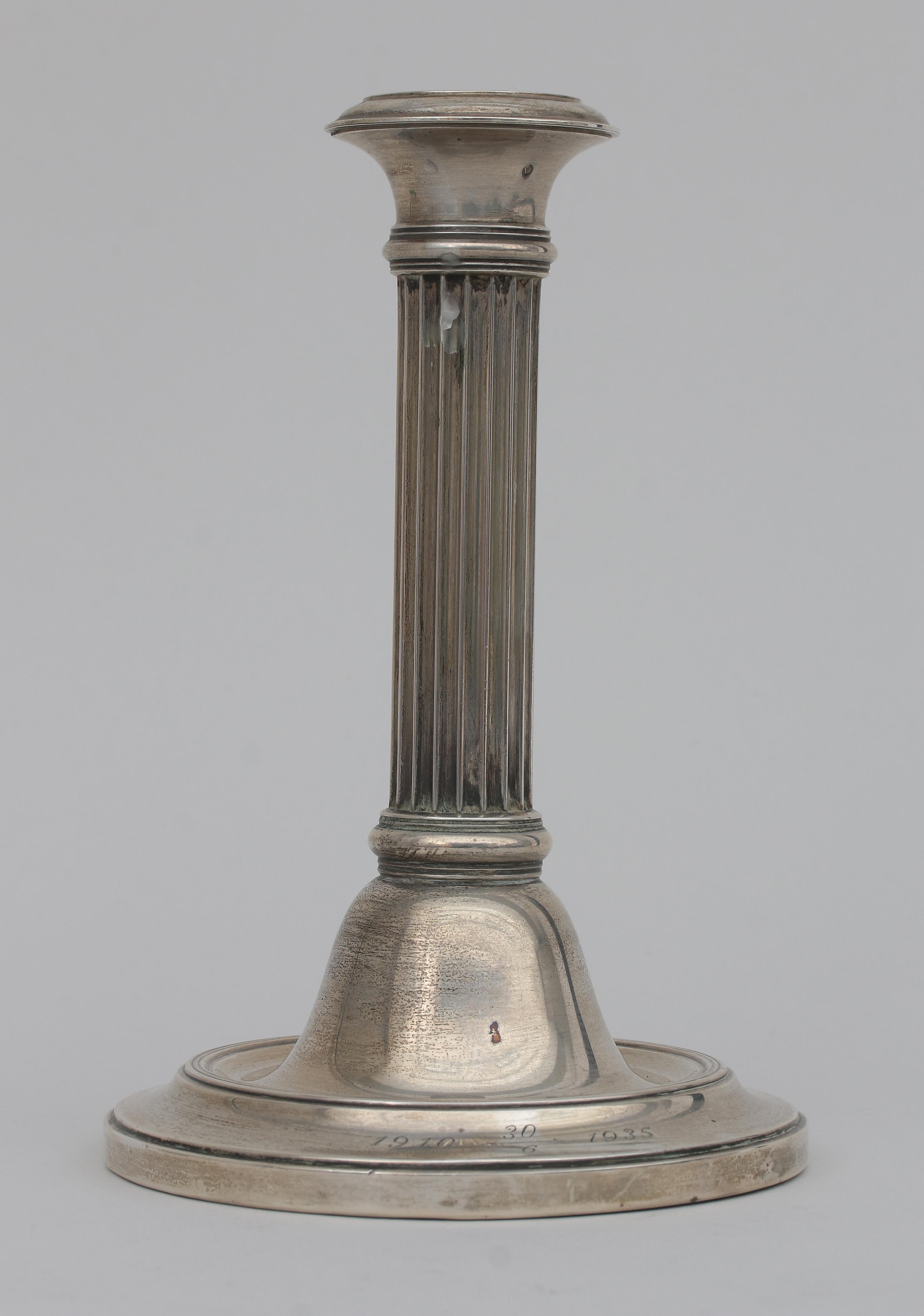 A Dutch silver candlestick, 1930.