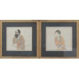 Japanese School: two drawings, of a man and a woman.