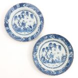 A Pair of Blue and White Plates