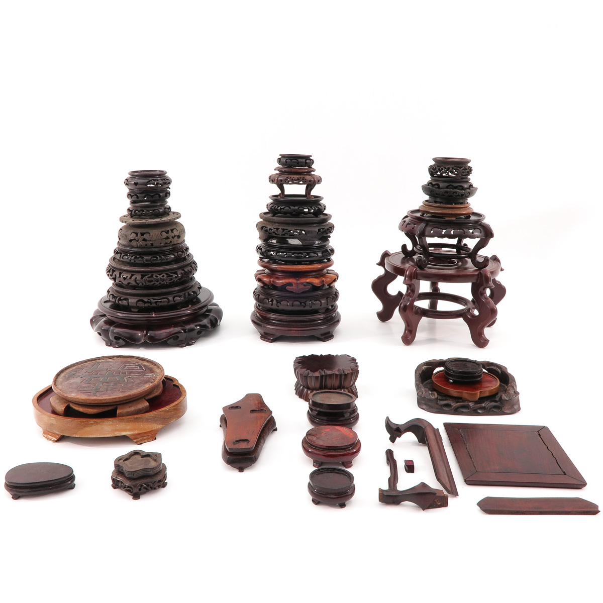 A Large Selection of Carved Wood Bases