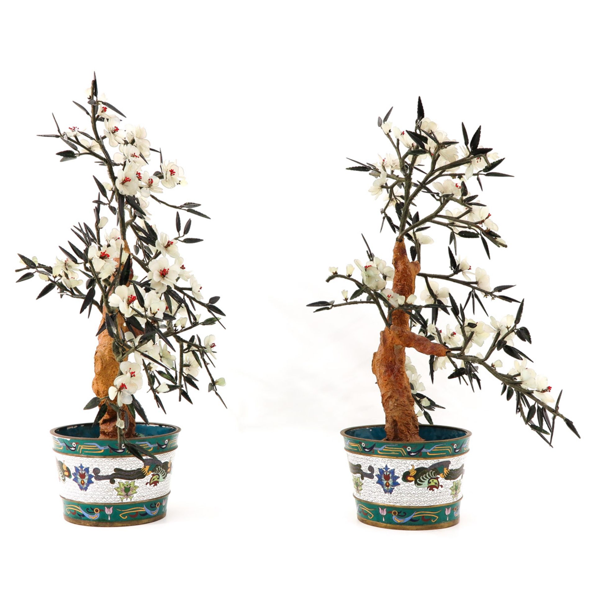 A Pair of Jade Floral Arrangements - Bild 4 aus 10