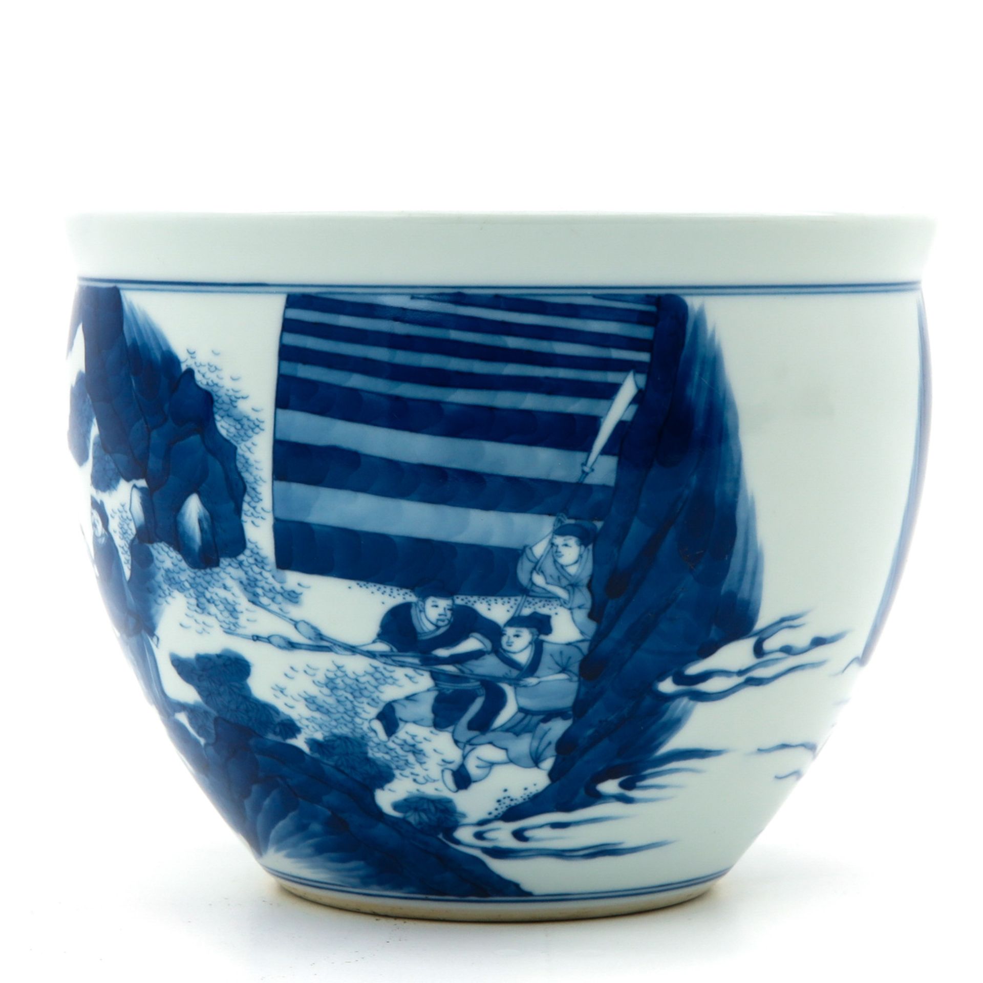 A Blue and White Cache Pot - Bild 2 aus 9