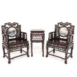 A Pair of Chinese Chairs and Side Table