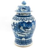 A Large Blue and White Jar and Cover