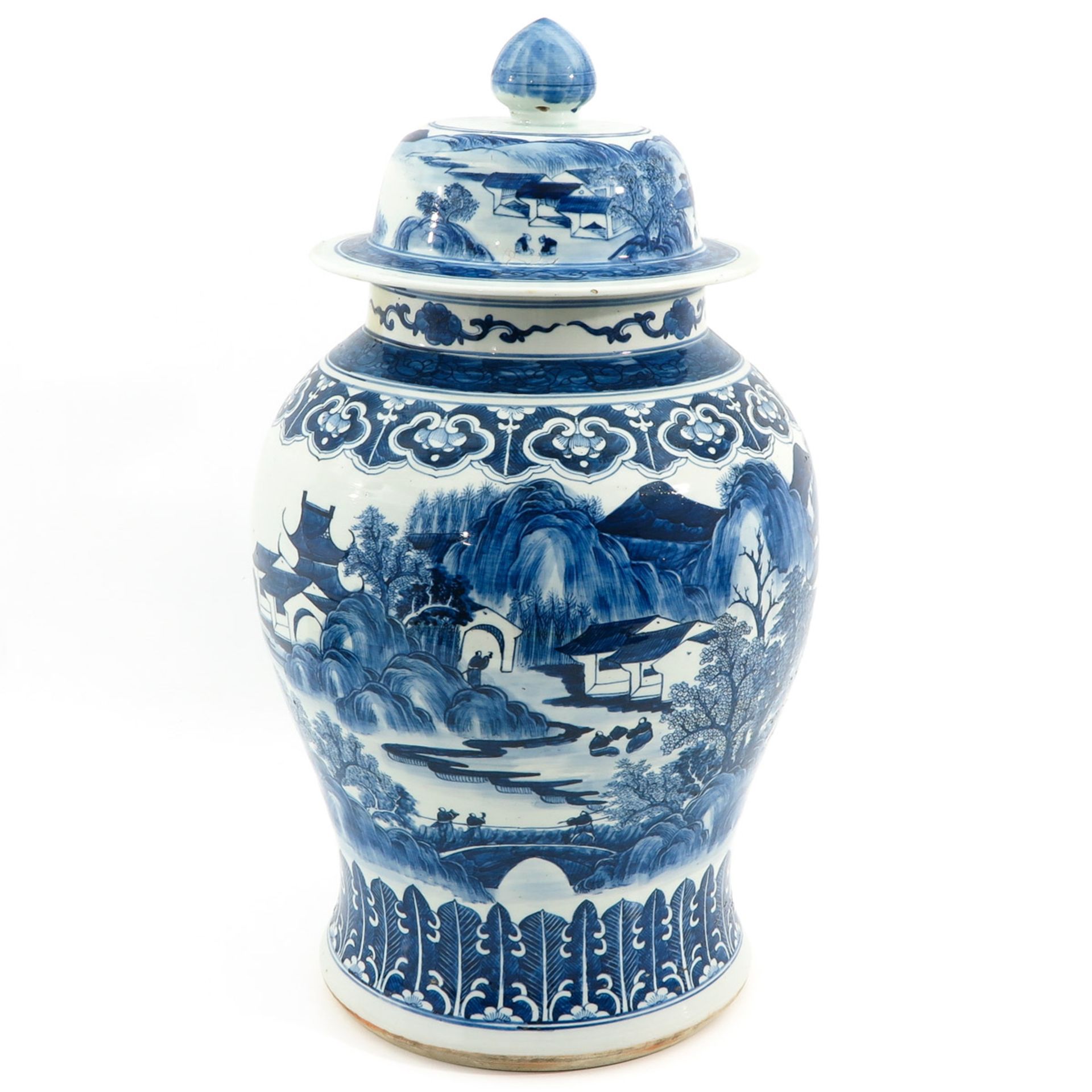 A Large Blue and White Jar and Cover