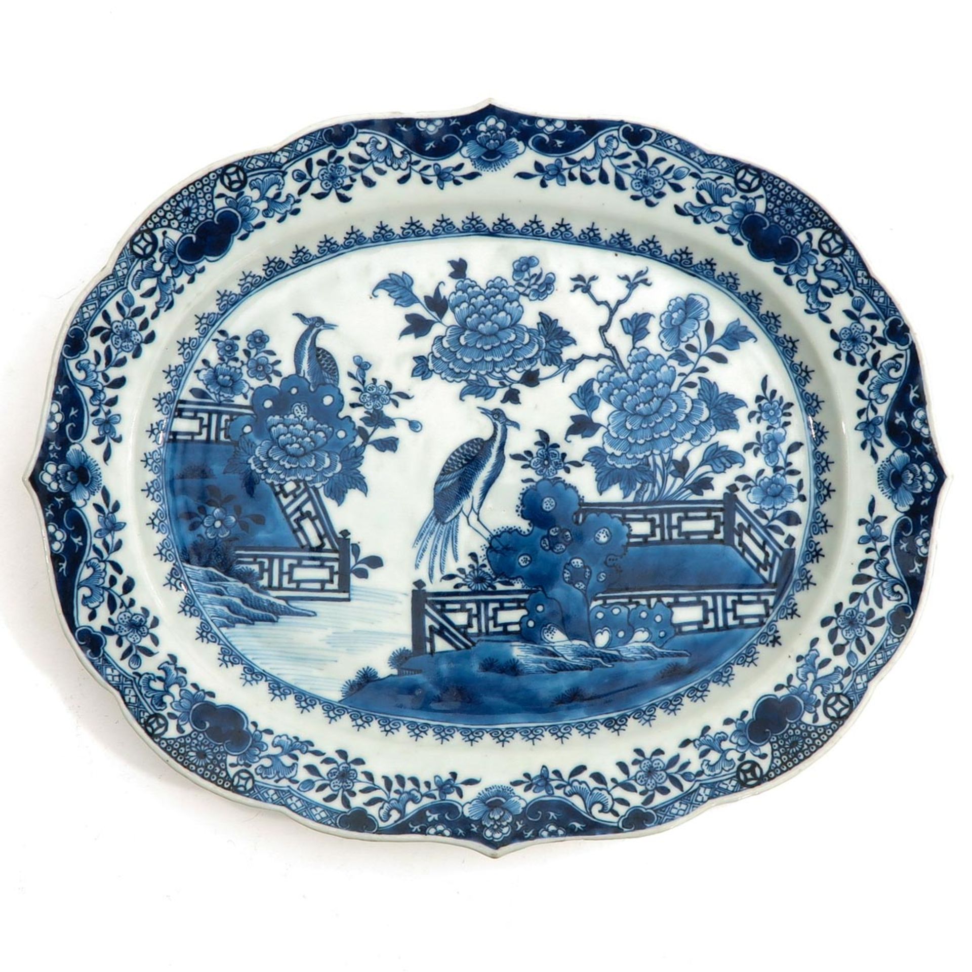 A Blue and White Serving Tray