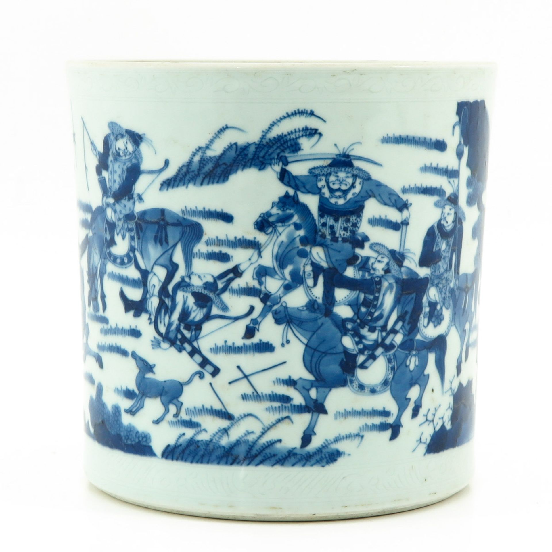 A Blue and White Brush Pot - Bild 3 aus 9