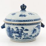 A Blue and White Tureen and Cover