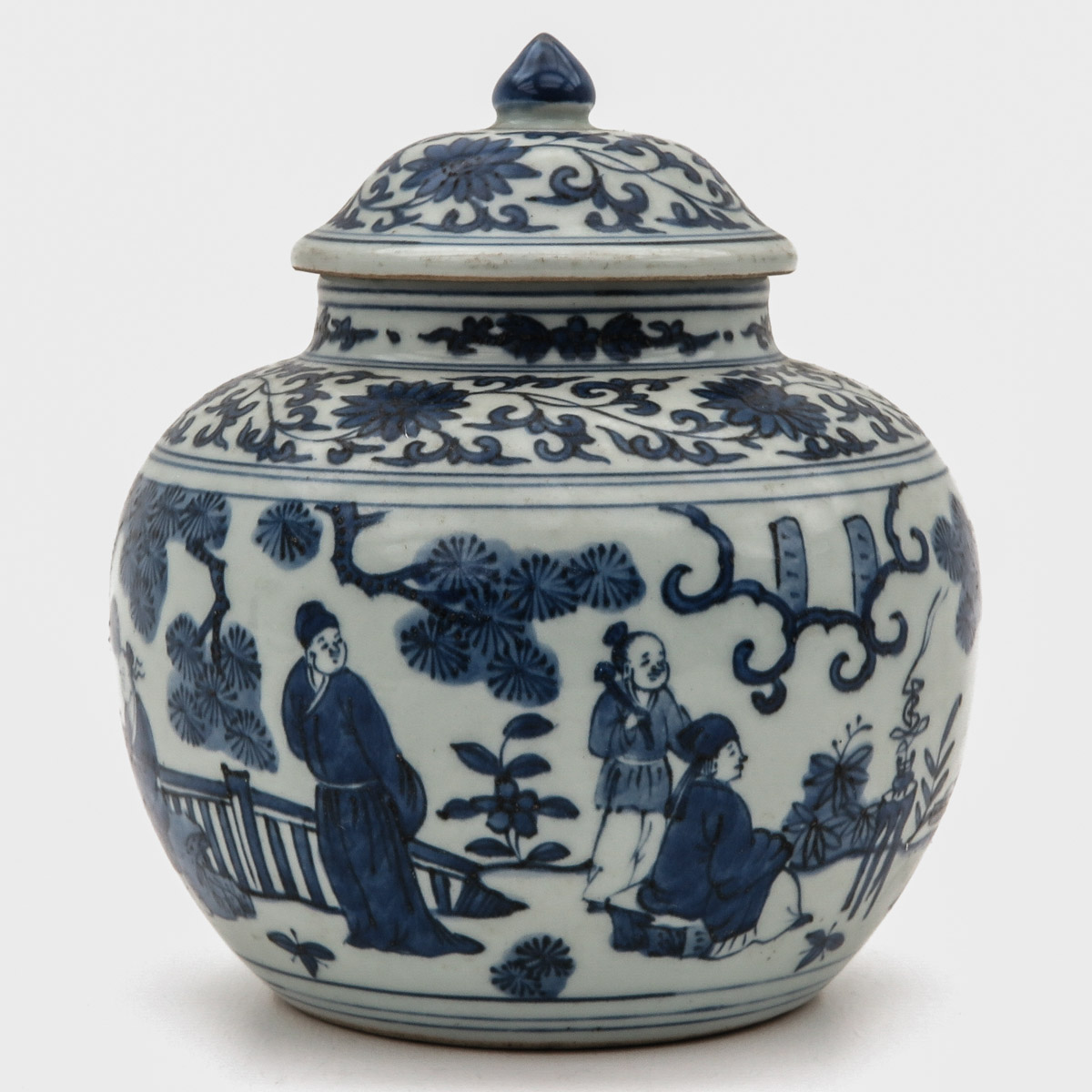 A BLue and White Jar with Cover - Image 2 of 9