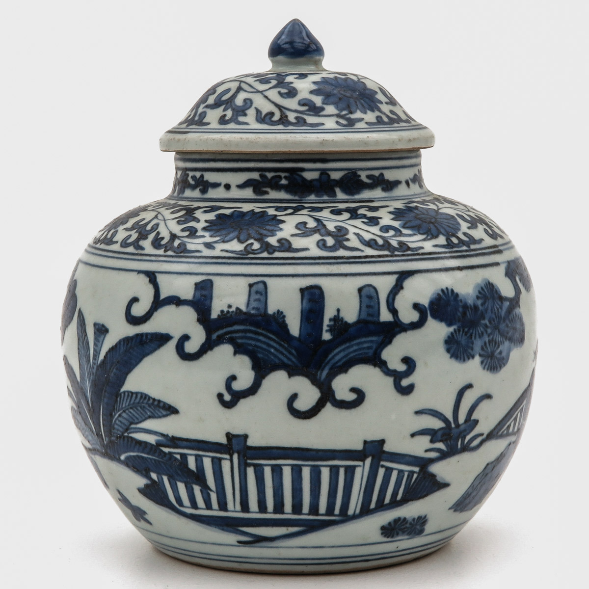 A BLue and White Jar with Cover - Image 4 of 9