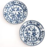 A Pair of Blue and White Plates