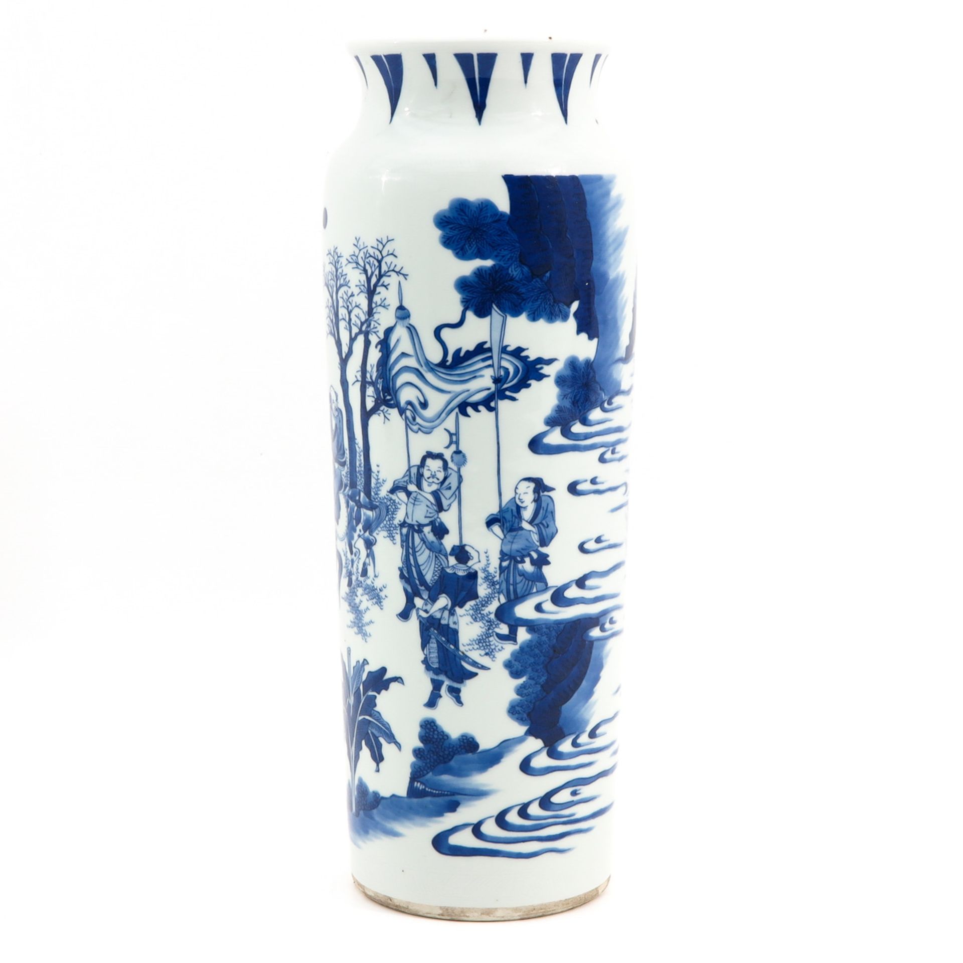 A Blue and White Roll Wagon Vase - Image 2 of 10