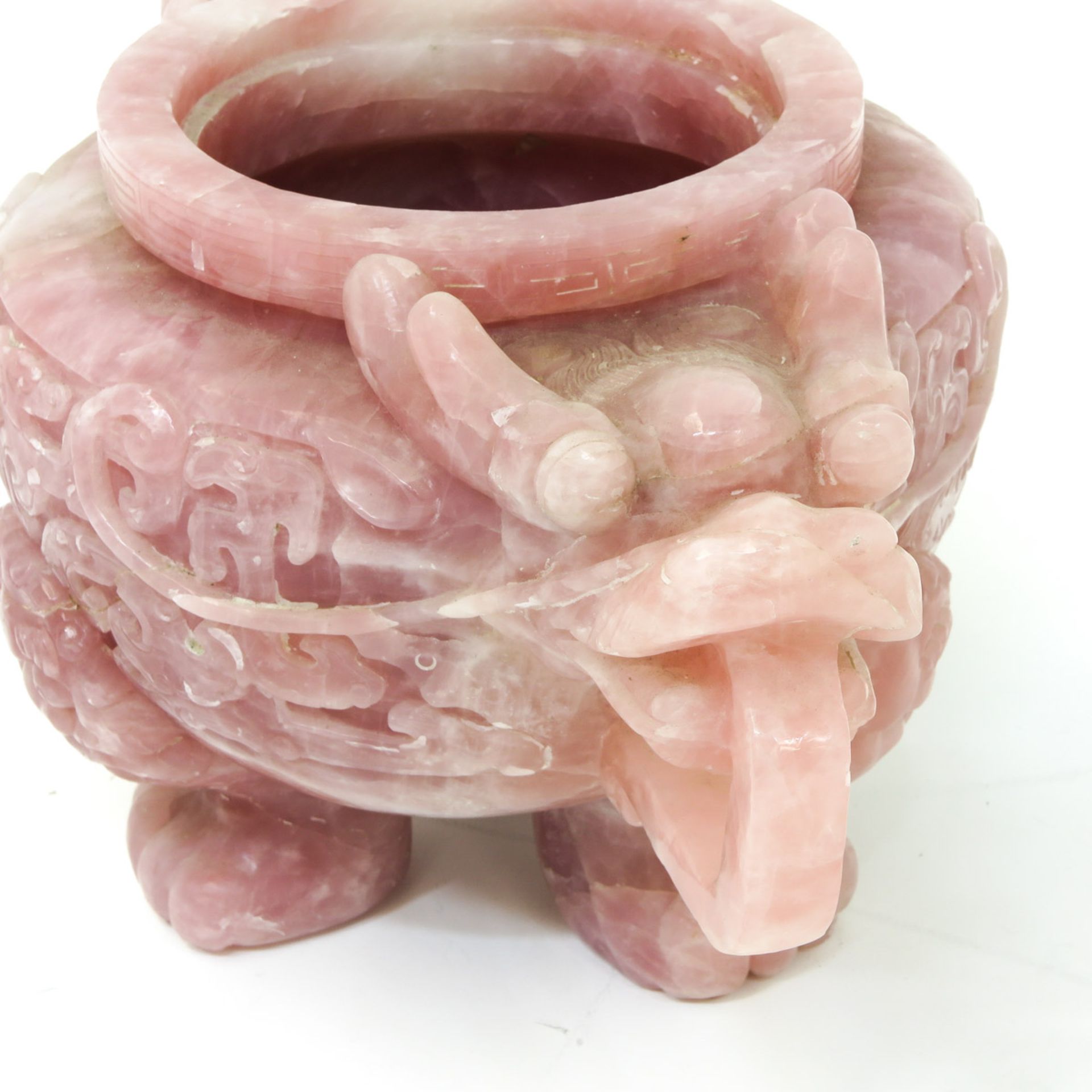 A Large Rose Quartz Censer and Cover - Image 7 of 10