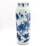 A Blue and White Roll Wagon Vase