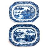 A Pair of Blue and White Serving Trays