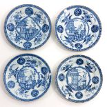 A Series of 4 Blue and white Plates