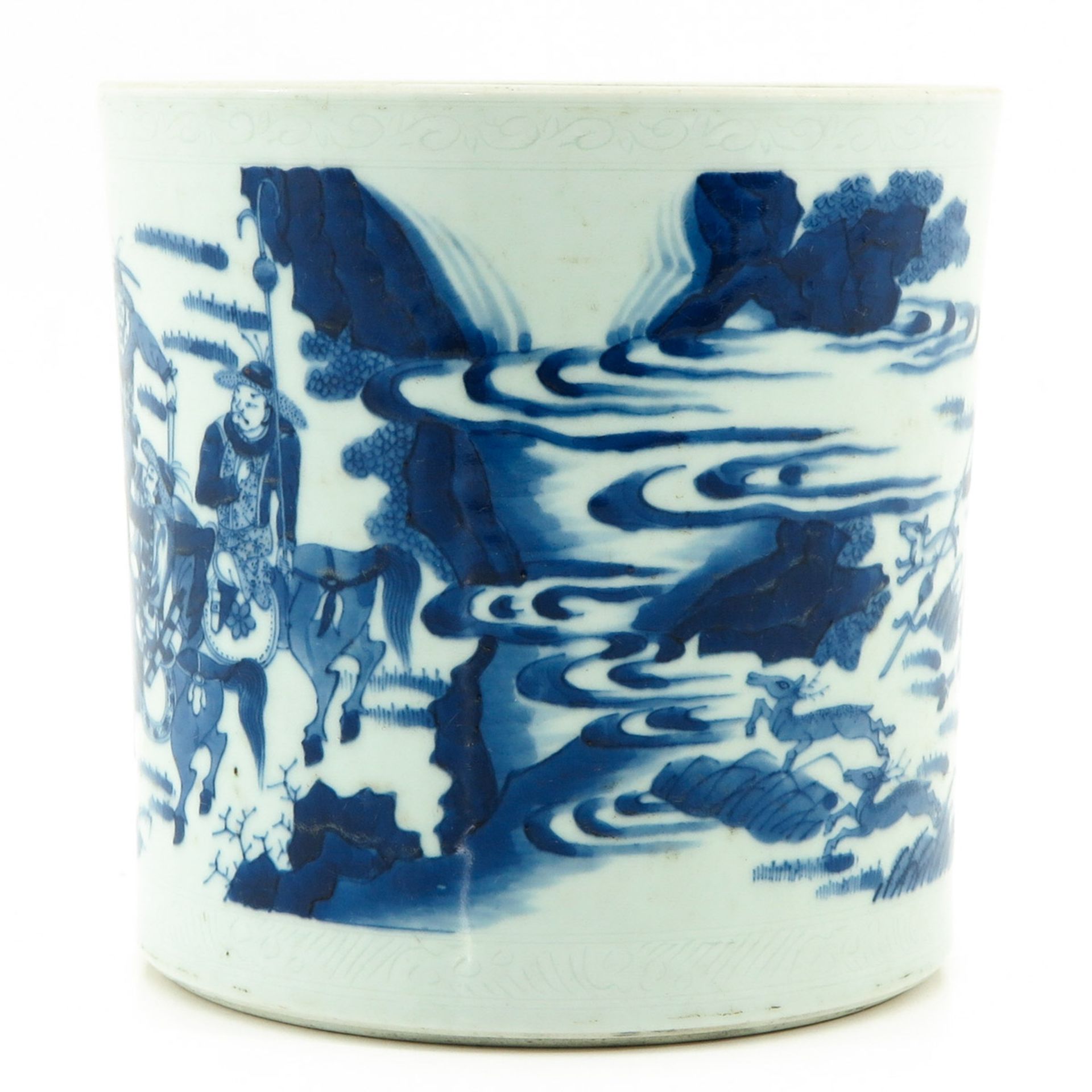 A Blue and White Brush Pot - Bild 4 aus 9