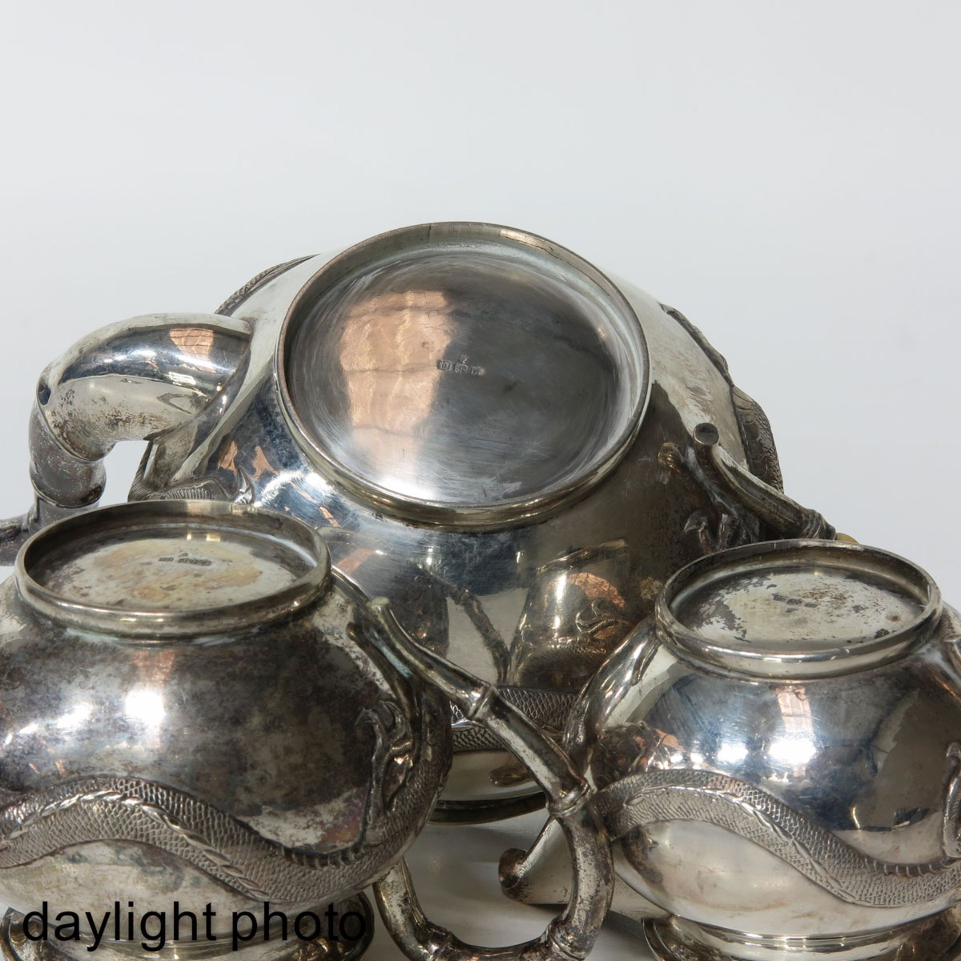 A 3 Piece Chinese Silver Tea Service - Image 8 of 10