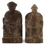 Two Carved Wood Temple Guards