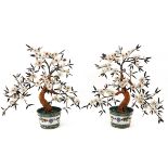 A Pair of Jade Floral Arrangements