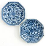 A Pair of Blue and White Plates